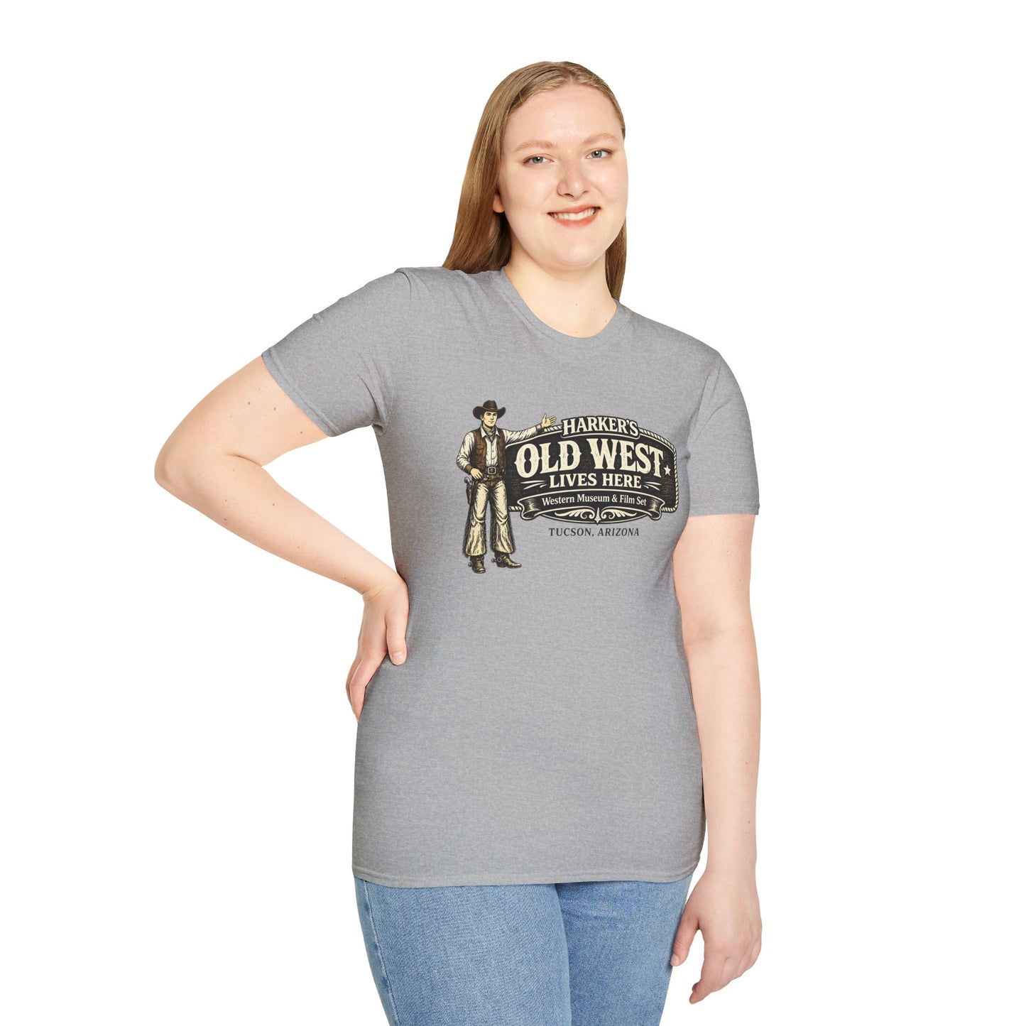 HARKER'S Old West Lives Here T-Shirt — Vintage Cowboy Tucson Graphic Tee