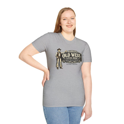 HARKER'S Old West Lives Here T-Shirt — Vintage Cowboy Tucson Graphic Tee