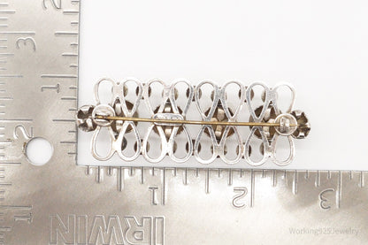 Large Vintage Mid Century Modernist Sterling Silver Pin Brooch