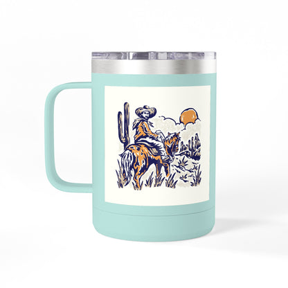 Cowboy Sunrise Serenity Coffee Mug Tumbler, 15oz - Motivational Gift for Coffee Lovers, Inspirational Drinkware, Kitchen Décor