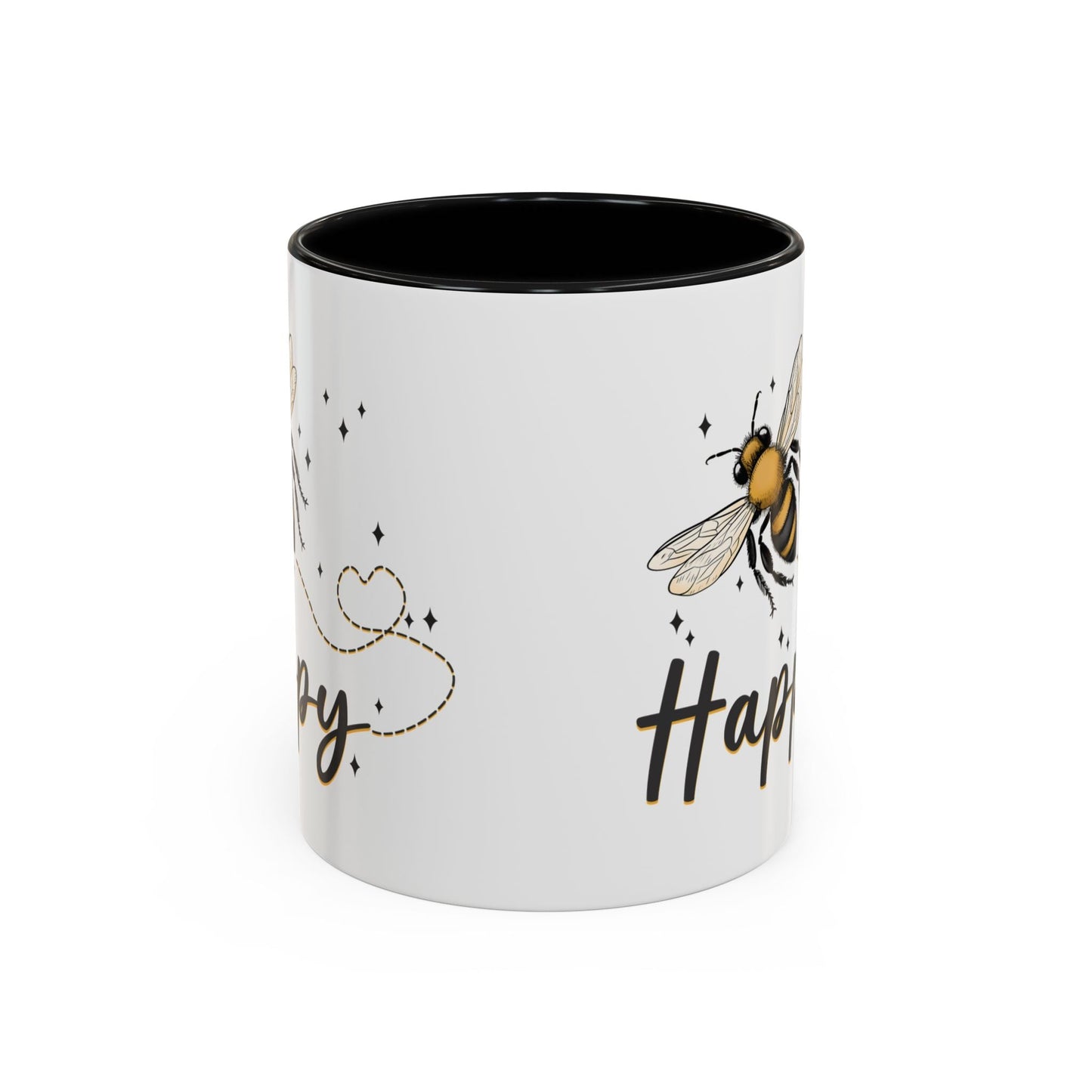 Bee Happy Whimsical Bee Ceramic Mug - Cottage Style Coffee Mug