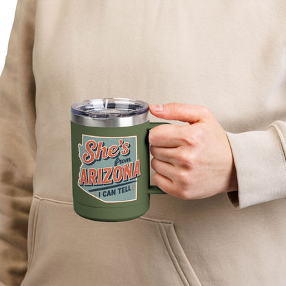 She's From Arizona 15oz Tumbler Mug — Retro State Pride Coffee Cup