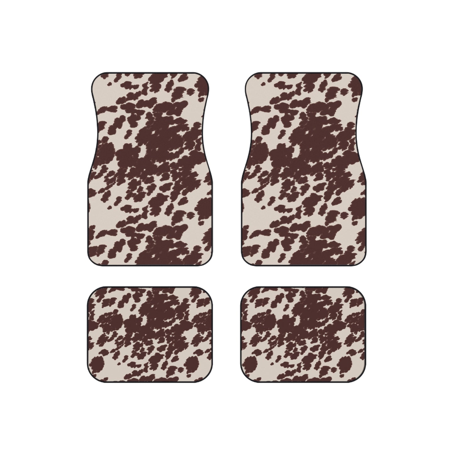 Brown Cow Print Car Mats - Set of 4
