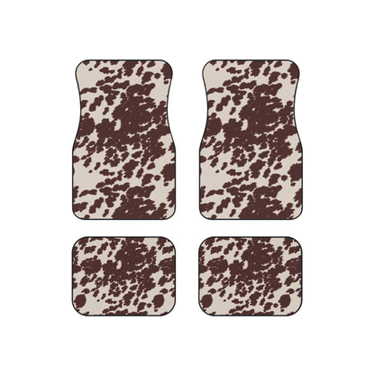 Brown Cow Print Car Mats - Set of 4