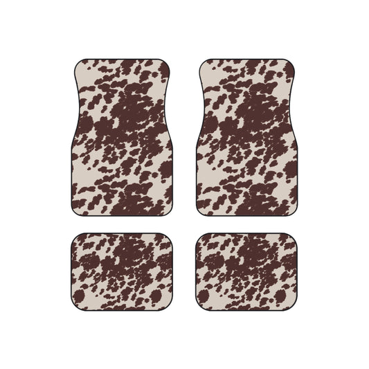 Brown Cow Print Car Mats - Set of 4
