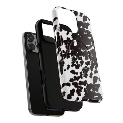 Cow Print Tough Magnetic Phone Case — Black & White Protective MagSafe Cover