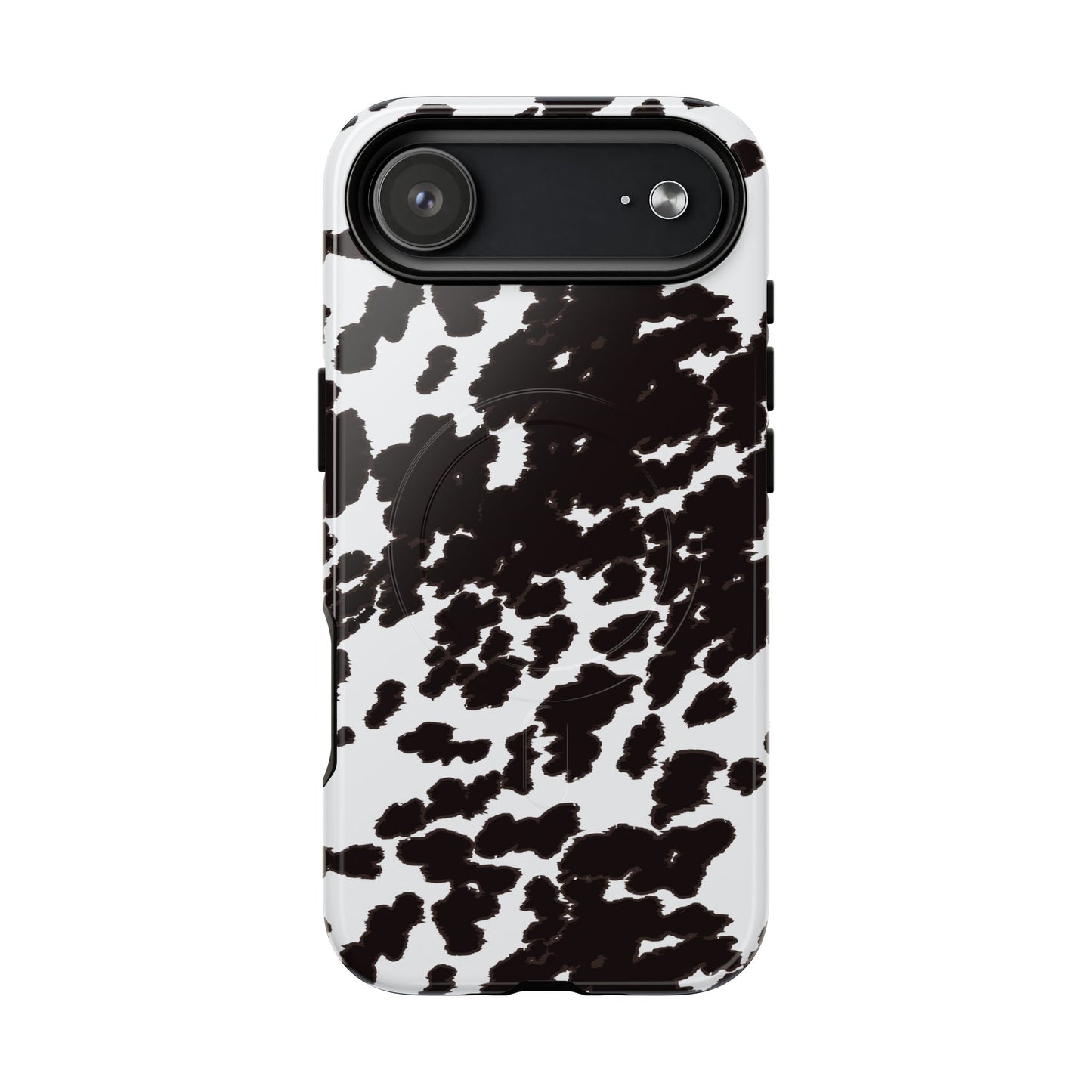 Cow Print Tough Magnetic Phone Case — Black & White Protective MagSafe Cover