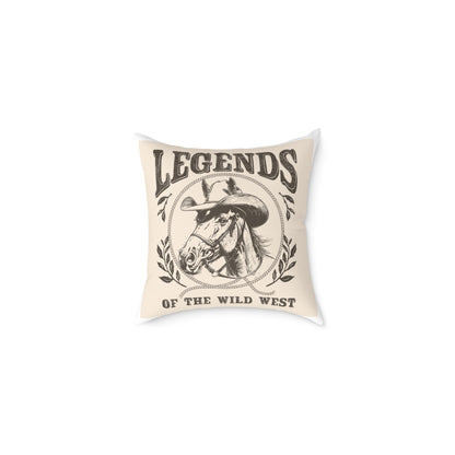 Wild West Legends Pillow | Rustic Square Poly Canvas Cushion
