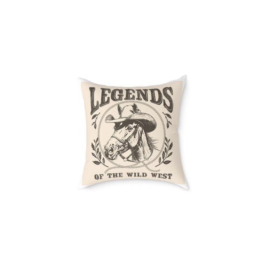 Wild West Legends Pillow | Rustic Square Poly Canvas Cushion