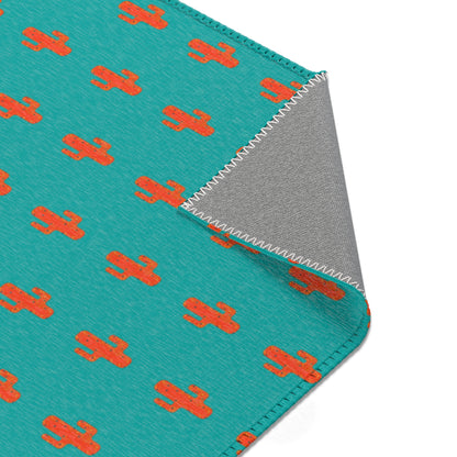 Turquoise & Coral Dot Area Rug — Modern Geometric Accent Rug for Living Room, Bedroom, or Nursery