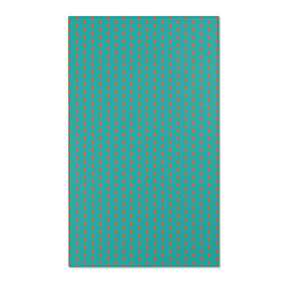 Turquoise & Coral Dot Area Rug — Modern Geometric Accent Rug for Living Room, Bedroom, or Nursery