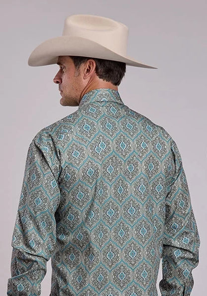 Stetson 2869 Spruce Medallion (Blue) - Men's Western Shirt