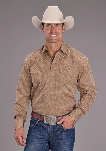 Stetson 2516 Spice Mosaic (Brown) - Men's Western Shirt
