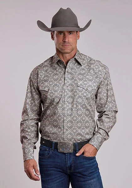 Stetson 2952 Bandana Print (Grey) - Men's Western Shirt