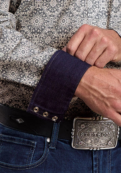 Stetson 2952 Bandana Print (Grey) - Men's Western Shirt