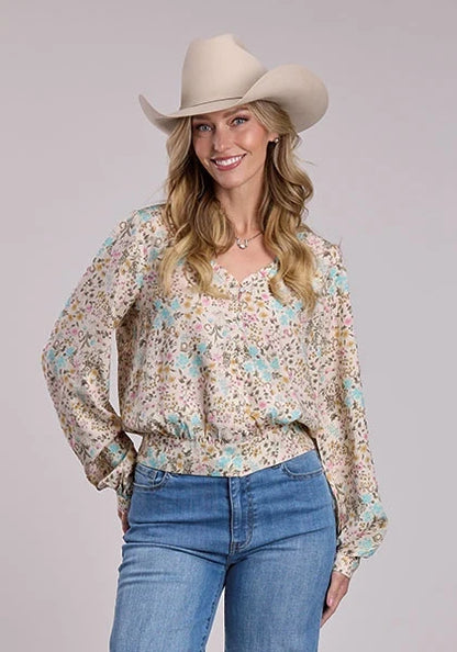 Stetson 2914 Prairie Floral (Cream) - Women's Blouse