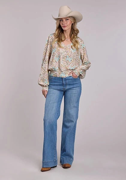 Stetson 2914 Prairie Floral (Cream) - Women's Blouse