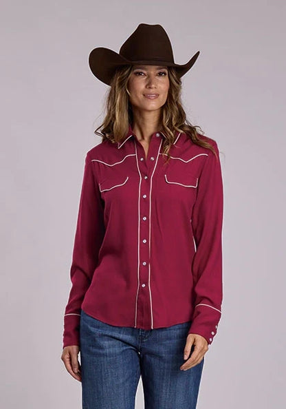 Stetson 3155 Long Sleeve (Wine) - Women's Western Shirt