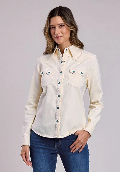 Stetson 2558 Turquoise Snaps (Cream) - Women's Denim Blouse