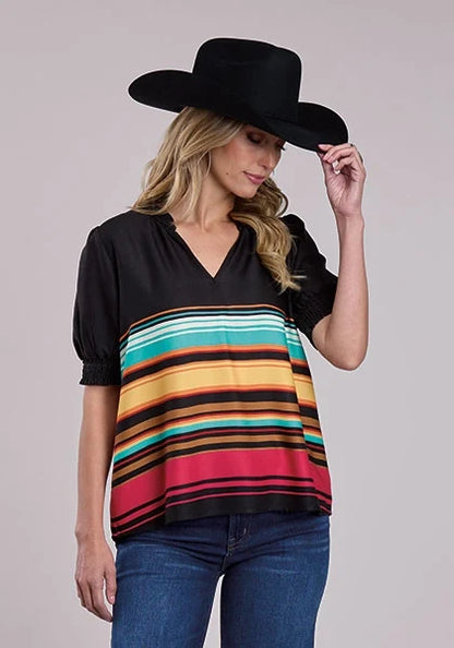 Stetson 2912 Border Print (Black) - Women's Blouse