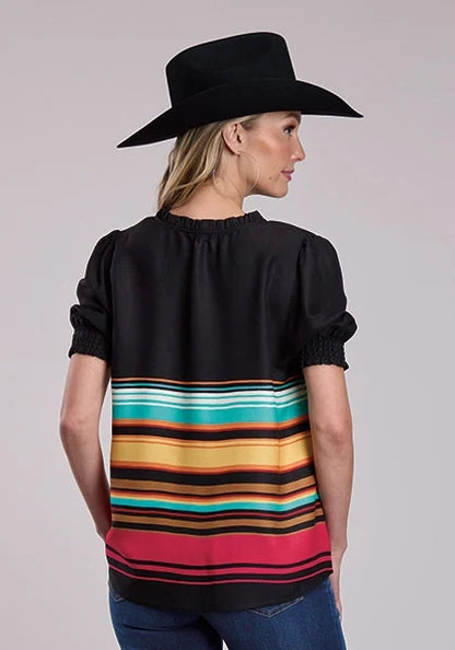 Stetson 2912 Border Print (Black) - Women's Blouse