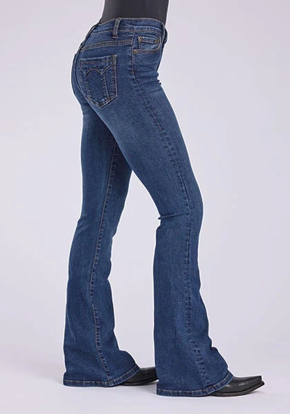 Stetson 921 High Waist Flare Fit Pieced Pocket (Dark Wash) - Women's Jeans