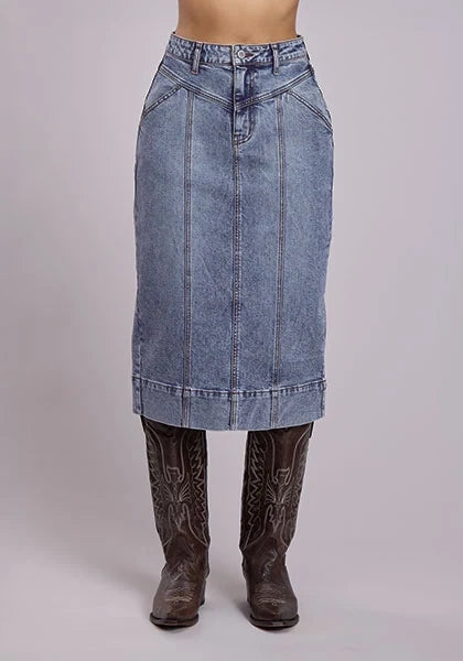 Stetson Midi Vent (Light Wash)  - Women's Skirt