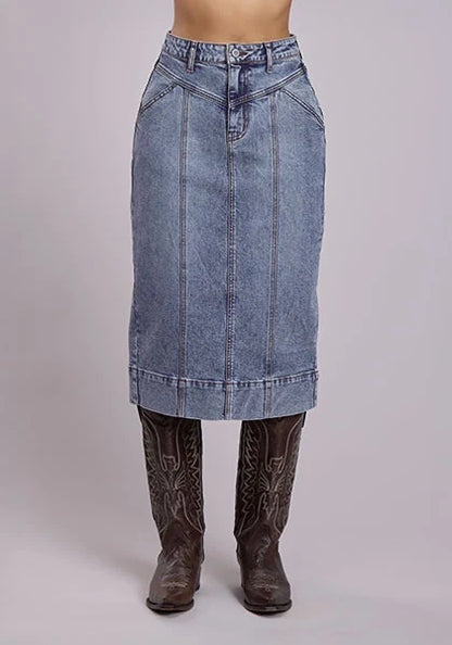 Stetson Midi Vent (Light Wash)  - Women's Skirt