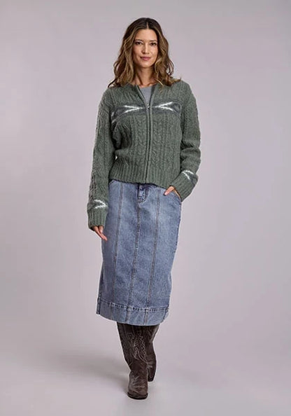 Stetson Midi Vent (Light Wash)  - Women's Skirt