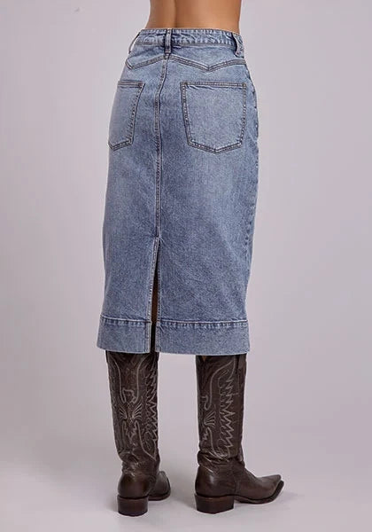 Stetson Midi Vent (Light Wash)  - Women's Skirt