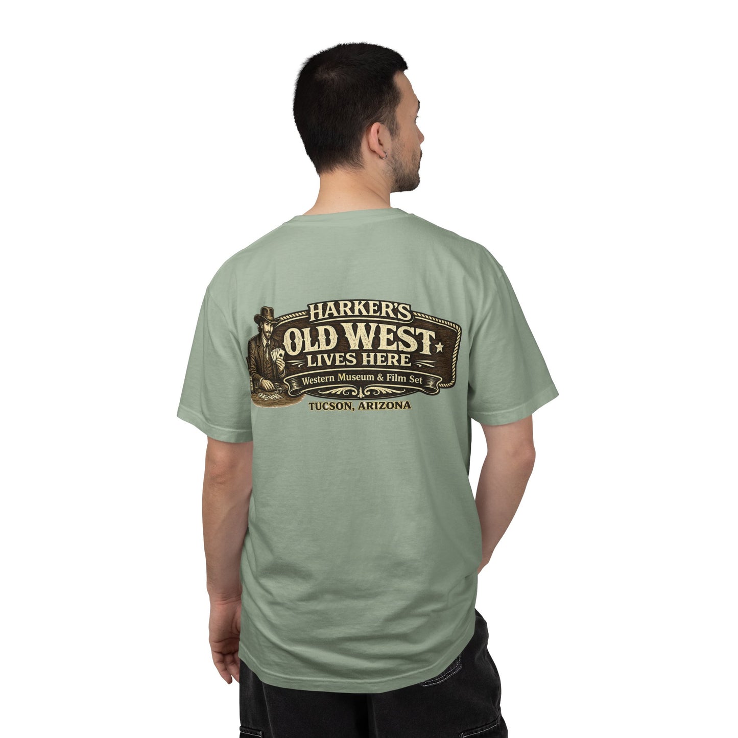 Harker's Gambler Unisex T-Shirt — “Harker’s Old West Lives Here” Vintage Western Tee