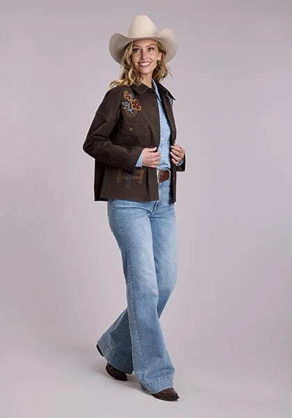 Stetson Cowgirl Embroidery (Dark Brown) - Women's Canvas Jacket