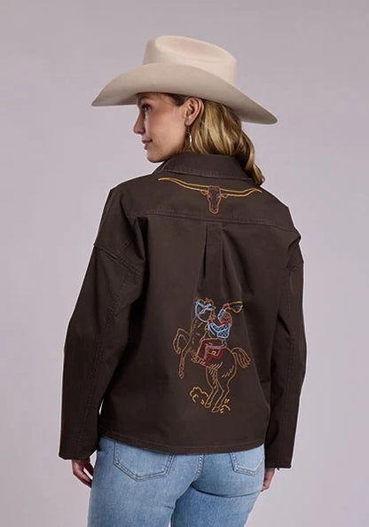 Stetson Cowgirl Embroidery (Dark Brown) - Women's Canvas Jacket