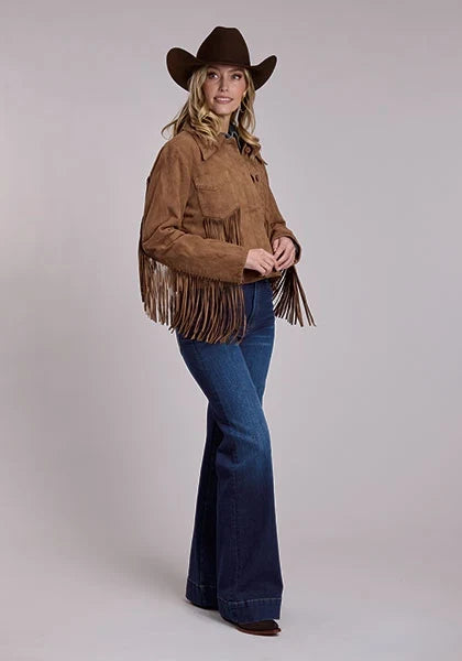 Stetson Western Fringe (Tan) - Women's Cropped Suede Leather Jacket