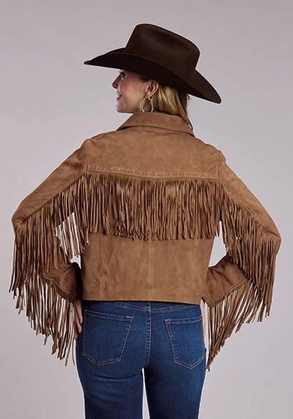 Stetson Western Fringe (Tan) - Women's Cropped Suede Leather Jacket