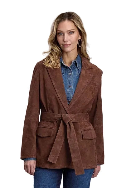 Stetson Oversized Blazer (Brown) - Women's Suede Leather Jacket
