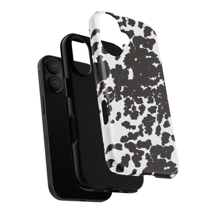 Cow Print Tough Magnetic Phone Case — Black & White Protective MagSafe Cover
