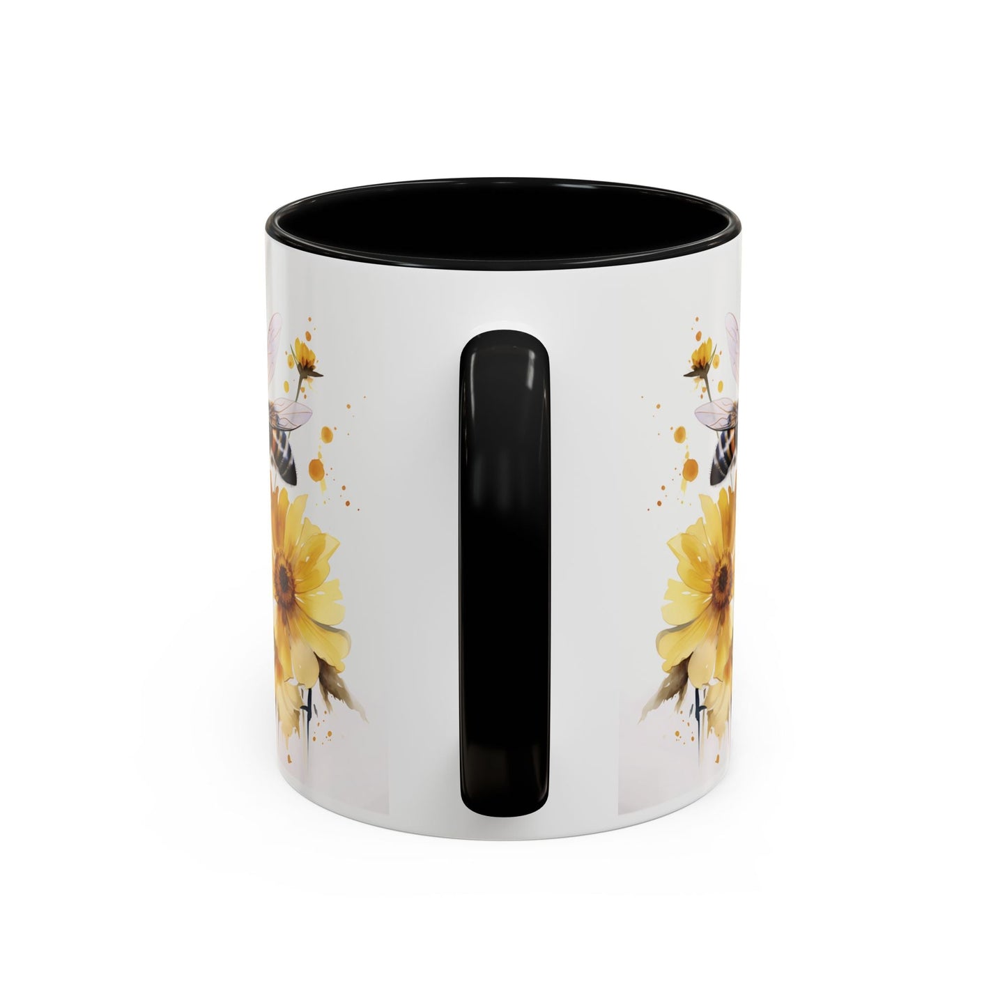 Golden Bee Wildflower Ceramic Coffee Mug - Cottage Style Coffee Mug
