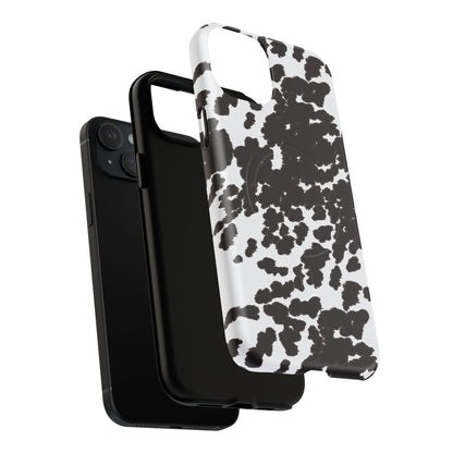 Cow Print Tough Magnetic Phone Case — Black & White Protective MagSafe Cover