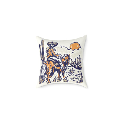 Southwestern Decor Pillow - Rustic Cowboy Scene & Bohemian Patterns