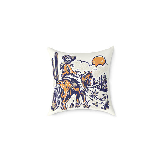 Southwestern Decor Pillow - Rustic Cowboy Scene & Bohemian Patterns