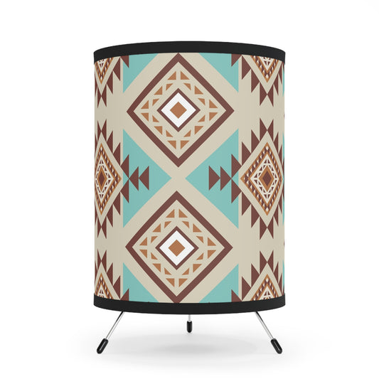 Tribal Pattern Tripod Lamp - High-Res Printed Shade, Stylish Home Décor