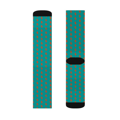 Colorful Patterned Sublimation Socks — Teal Dot & Multistripe Crew Socks