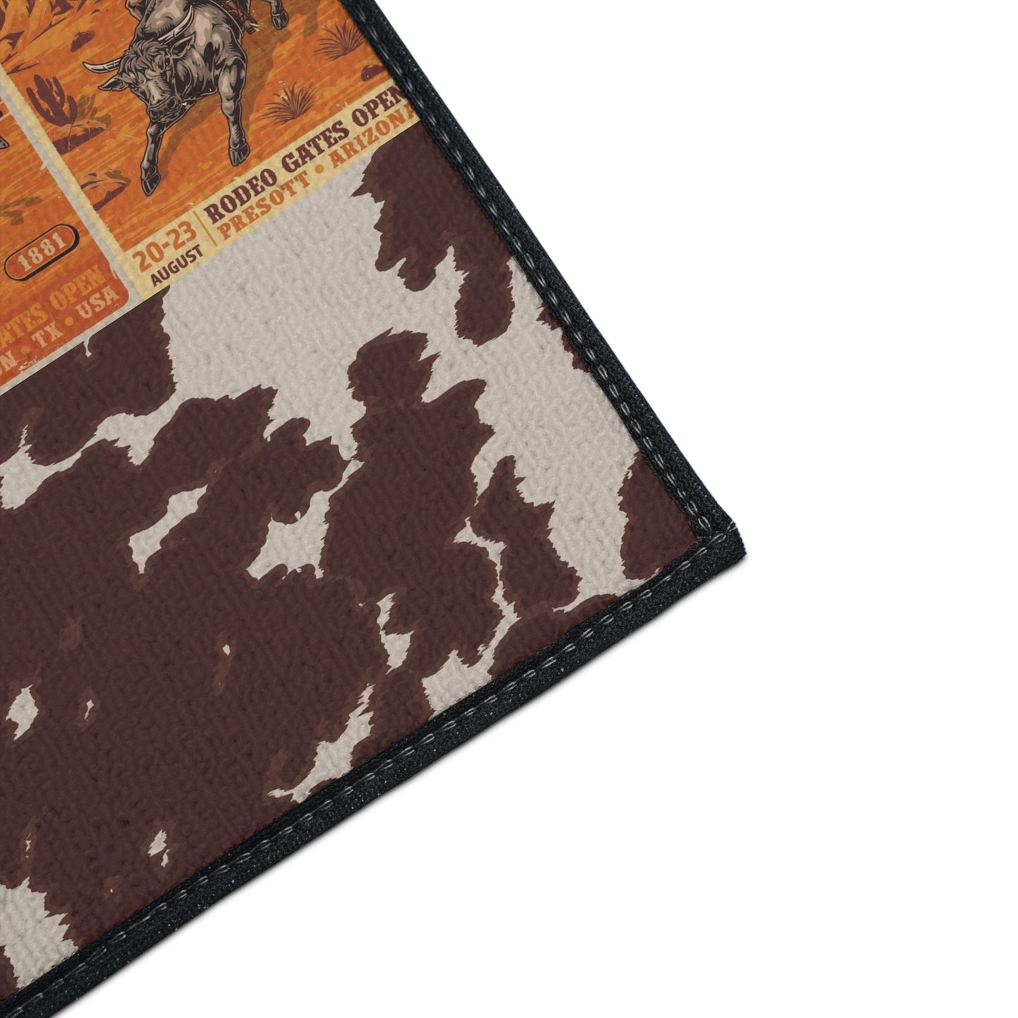 Rodeo-Themed Heavy Duty Floor Mat, Western Home Decor, Cowhide Area Rug, Cowboy Style, Durable Entrance Mat
