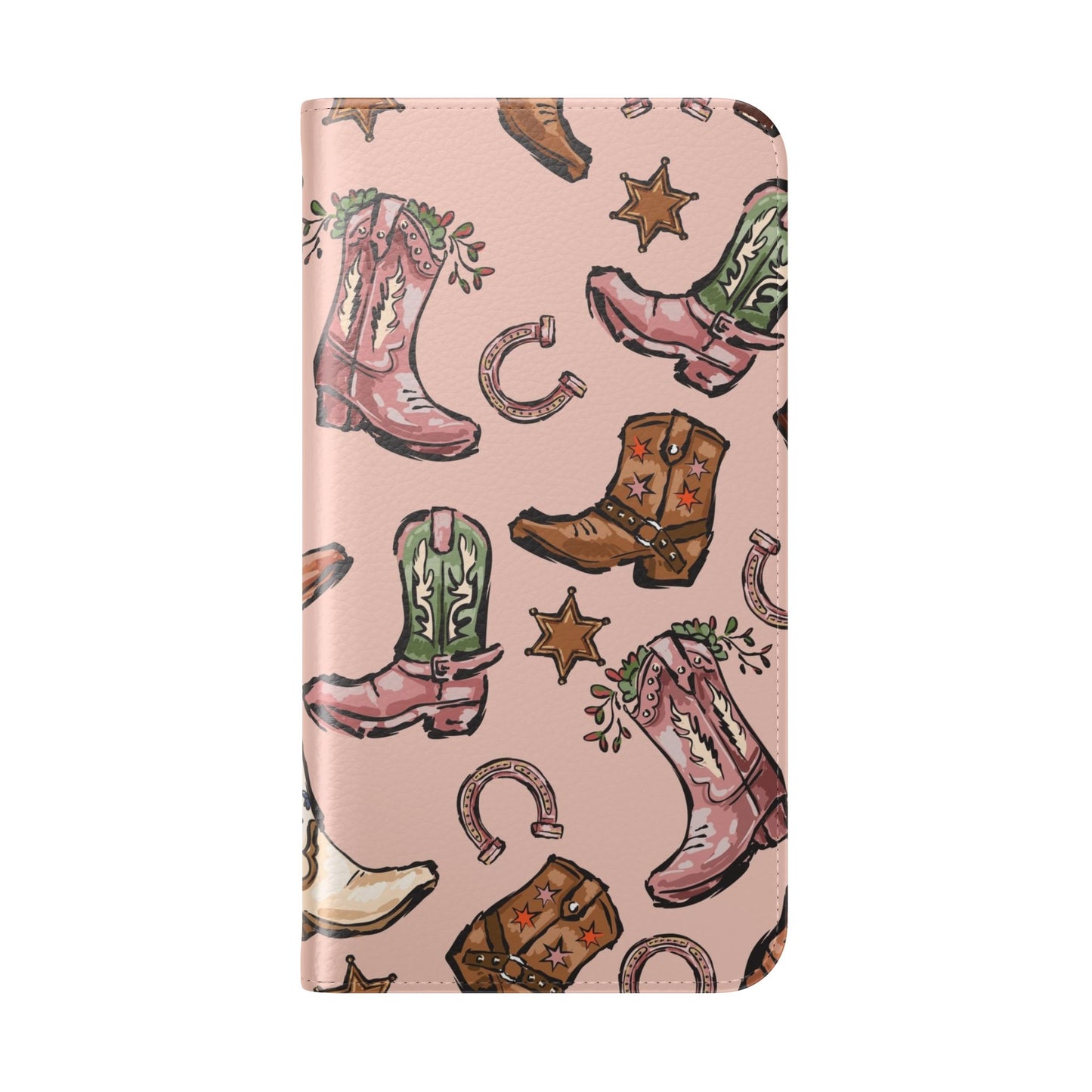 Western Boots Flip Wallet Phone Cases Pink