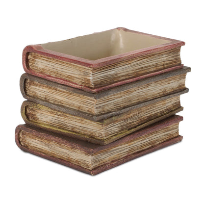 Decorative Book Stack Vase 5"H Farmhouse Shelf and Tabletop Decor