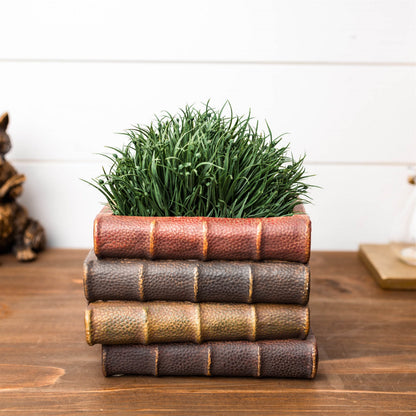 Decorative Book Stack Vase 5"H Farmhouse Shelf and Tabletop Decor