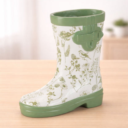 Floral Print Rain Boot Vase - 7"H Farmhouse Decor