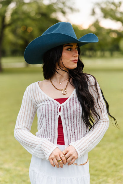 Wren Merino Wool Cowboy Hat - Peacock Blue