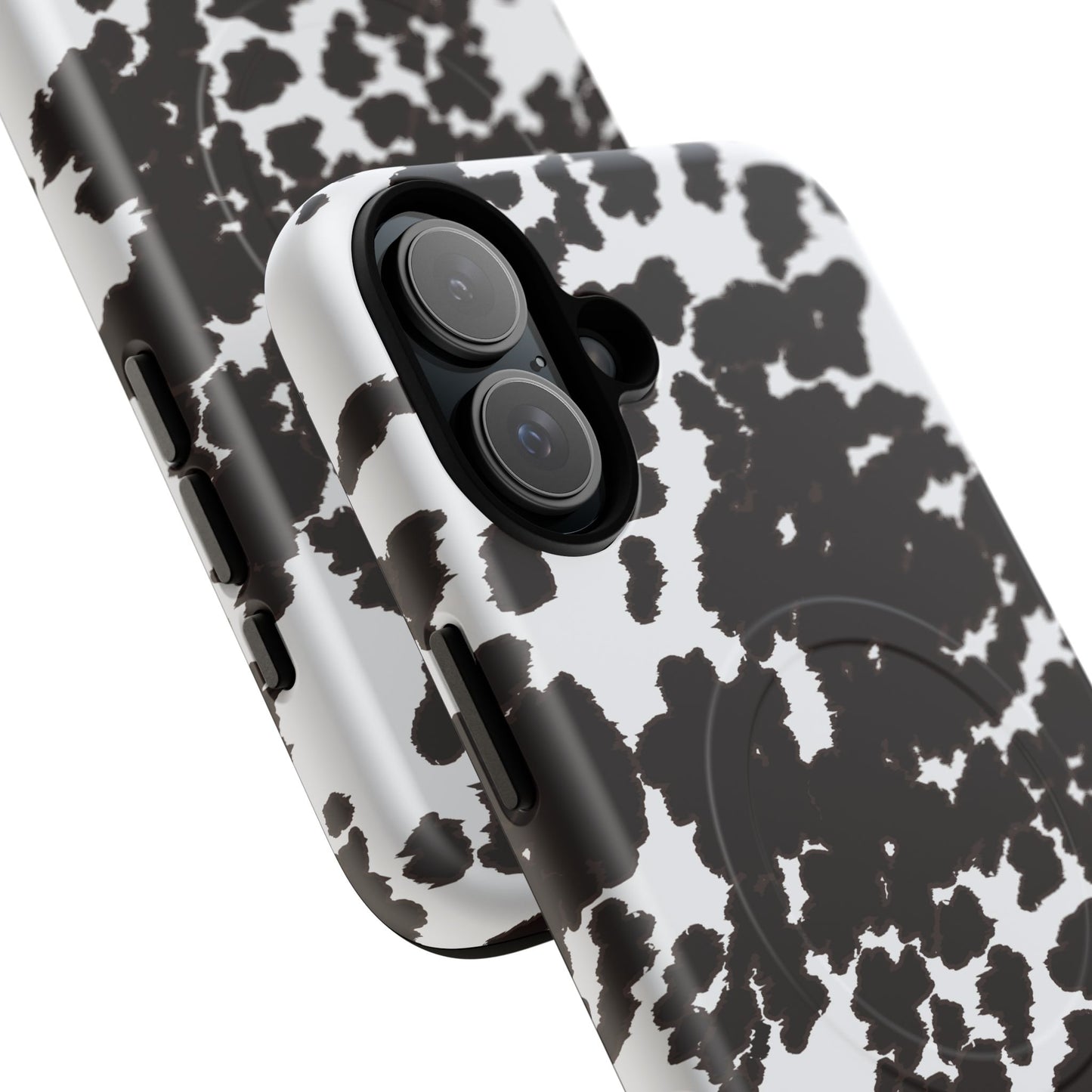 Cow Print Tough Magnetic Phone Case — Black & White Protective MagSafe Cover